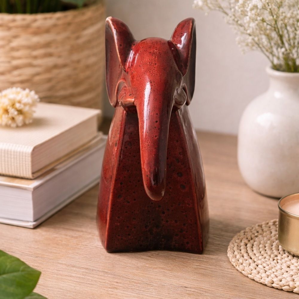Red figure elephant ceramic